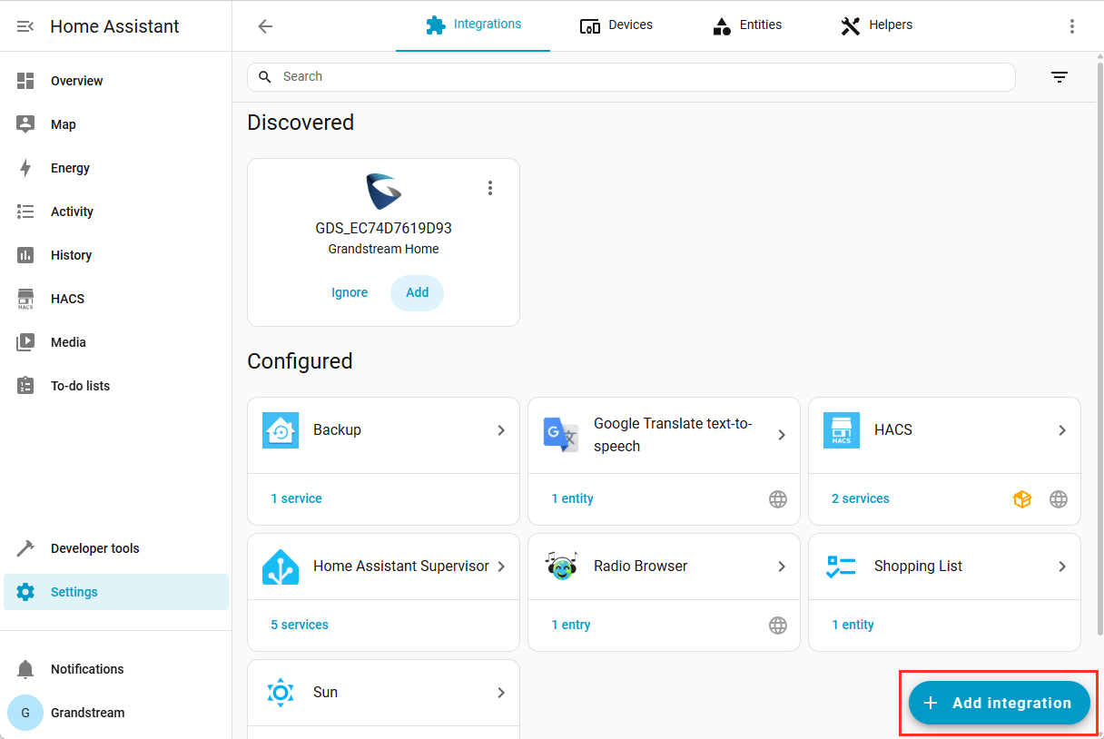 Grandstream-home-assistant